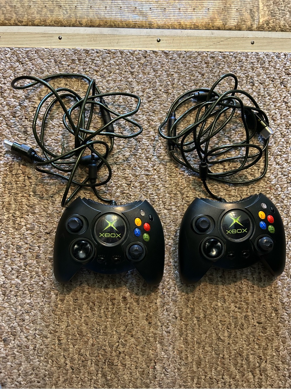 Original Xbox Controllers Duke Generation OEM Black Wired Controllers Lot of 2